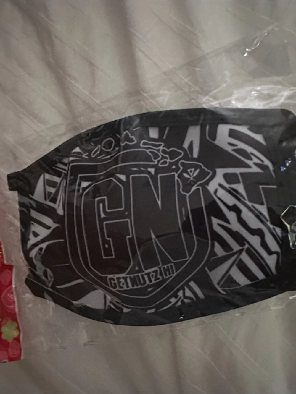 Get Nutz Hawaii Black & White Graphic Face Mask with 'GN' Logo